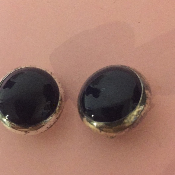 Vintage earrings, jewelry, 1/2” navy and silver - Picture 2 of 5